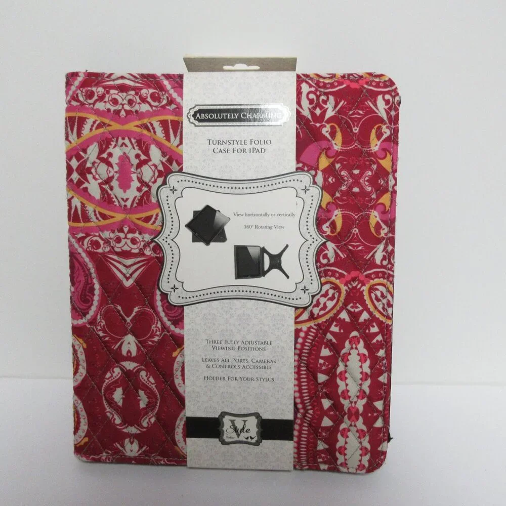 Absolutely Charming Turnstyle Folio Case For iPad by VIVITAR 360° Rotating View